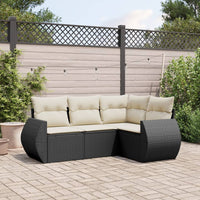 Set Divani da Giardino 4 pz con Cuscini Nero in Polyrattan 3253643