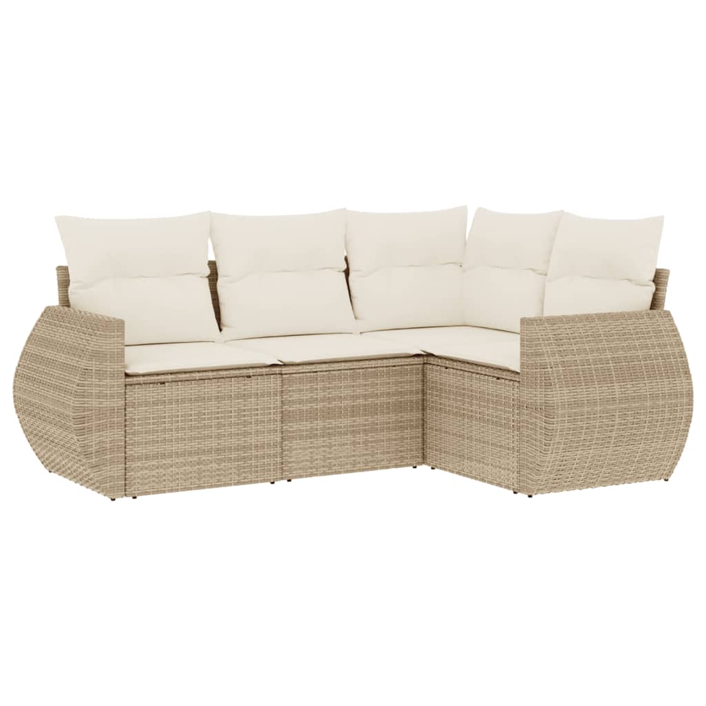 Set Divano da Giardino 4 pz con Cuscini Beige in Polyrattan 3253645