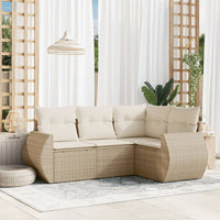 Set Divano da Giardino 4 pz con Cuscini Beige in Polyrattancod mxl 91697