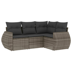 Set Divani da Giardino 4 pz con Cuscini in Polyrattan Grigio 3253647