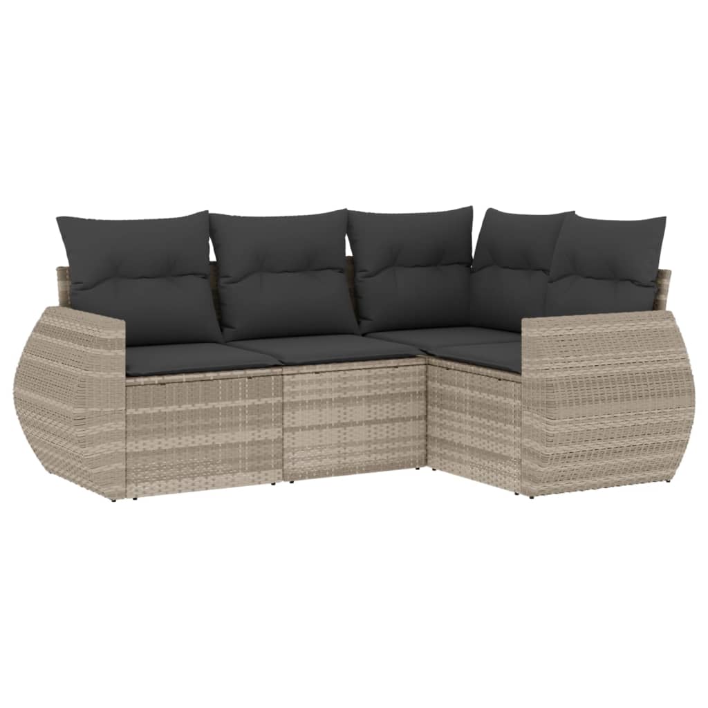 Set Divano da Giardino 4pz con Cuscini Grigio Chiaro Polyrattan 3253649