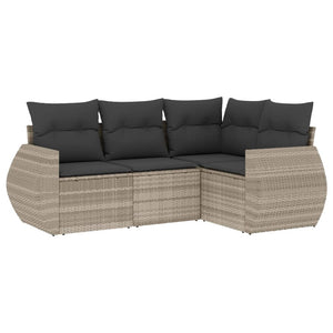 Set Divano da Giardino 4pz con Cuscini Grigio Chiaro Polyrattan 3253649