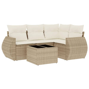 Set Divano da Giardino 5 pz con Cuscini Beige in Polyrattan 3253655