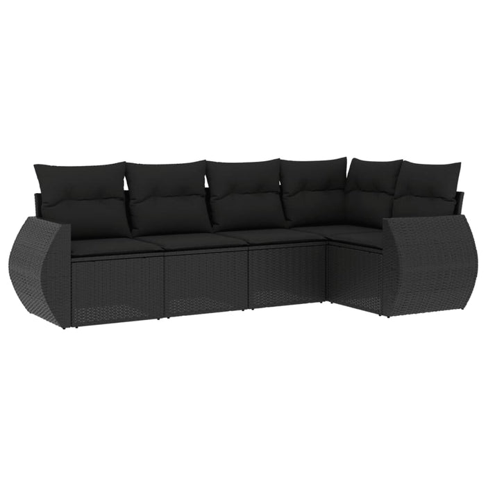 Set Divani da Giardino 5 pz con Cuscini in Polyrattan Nero 3253662