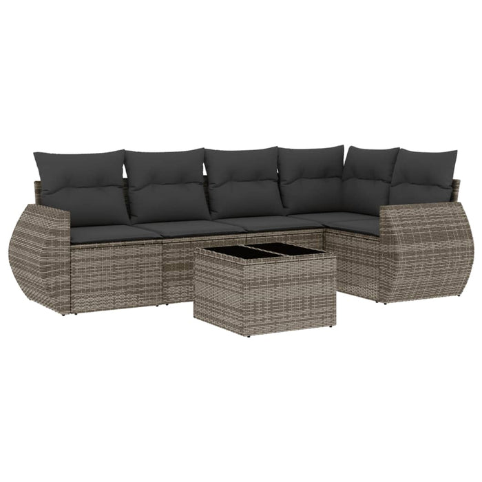 Set Divano da Giardino 6 pz con Cuscini Grigio in Polyrattan 3253677