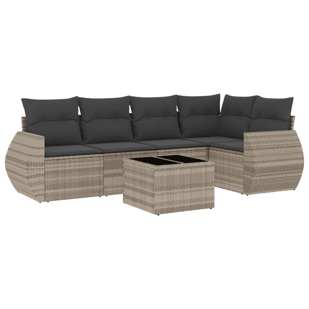 Set Divano da Giardino 6pz con Cuscini Grigio Chiaro Polyrattan 3253679