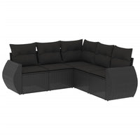 Set Divani da Giardino 5 pz con Cuscini in Polyrattan Nero 3253682