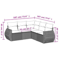 Set Divani da Giardino 5 pz con Cuscini in Polyrattan Nero 3253682