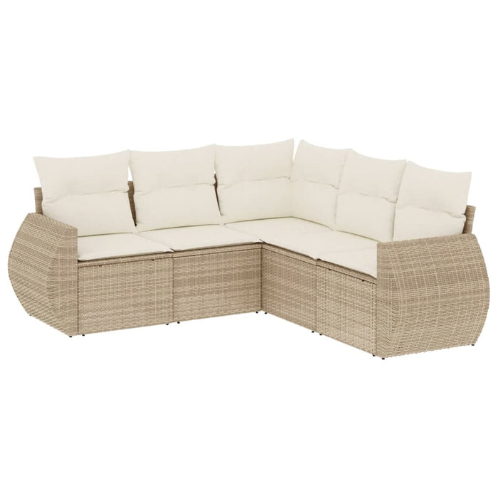 Set Divano da Giardino 5 pz con Cuscini Beige in Polyrattan 3253685