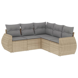 Set Divano da Giardino 5 pz con Cuscini Beige in Polyrattancod mxl 112546