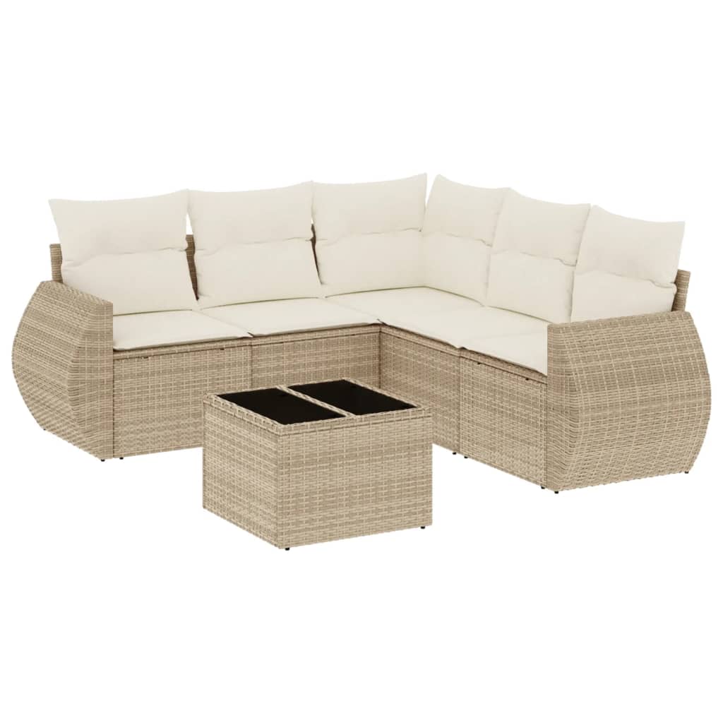 Set Divano da Giardino 6 pz con Cuscini Beige in Polyrattan 3253695