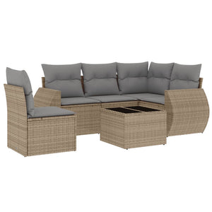 Set Divano da Giardino 6 pz con Cuscini Beige in Polyrattan 3253716