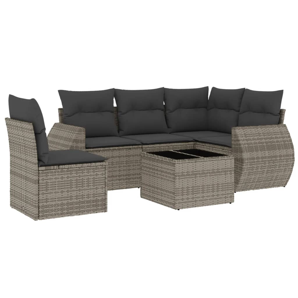 Set Divano da Giardino 6 pz con Cuscini Grigio in Polyrattan 3253717