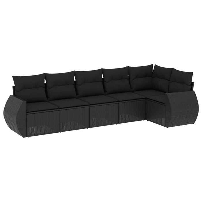 Set Divano da Giardino 6 pz con Cuscini Nero in Polyrattan 3253722