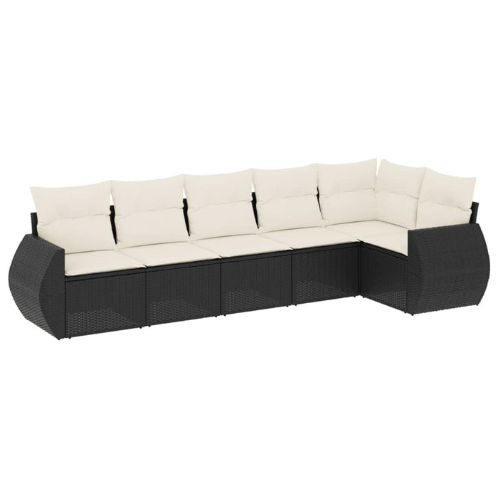 Set Divano da Giardino 6 pz con Cuscini Nero in Polyrattancod mxl 88487