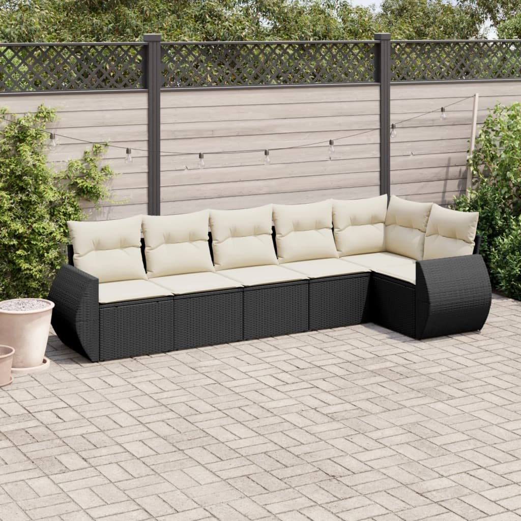 Set Divano da Giardino 6 pz con Cuscini Nero in Polyrattancod mxl 88487