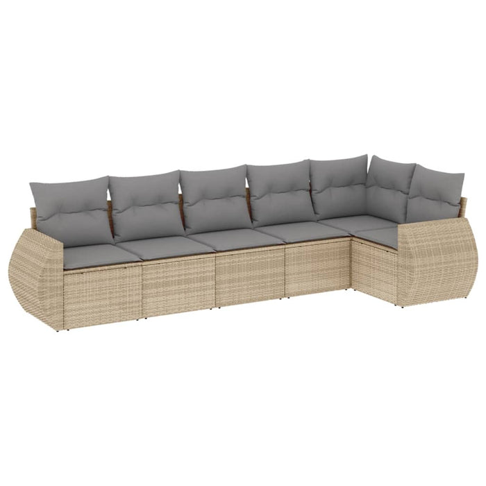 Set Divano da Giardino 6 pz con Cuscini Beige in Polyrattan 3253726