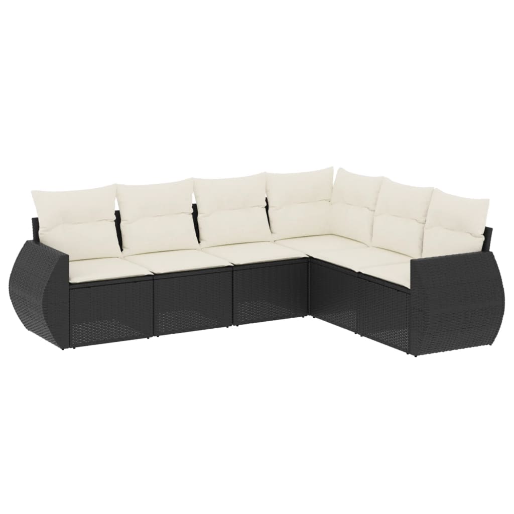 Set Divano da Giardino 6 pz con Cuscini Nero in Polyrattancod mxl 116192