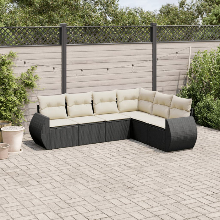 Set Divano da Giardino 6 pz con Cuscini Nero in Polyrattancod mxl 116192