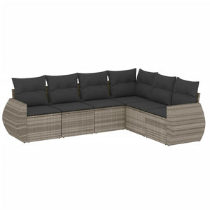 Set Divano da Giardino 6pz con Cuscini Grigio Chiaro Polyrattan 3253749