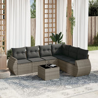 Set Divani da Giardino 7 pz con Cuscini Grigio in Polyrattancod mxl 116194