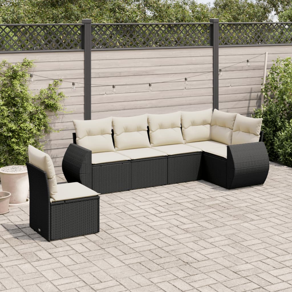 Set Divano da Giardino 6 pz con Cuscini Nero in Polyrattancod mxl 92225