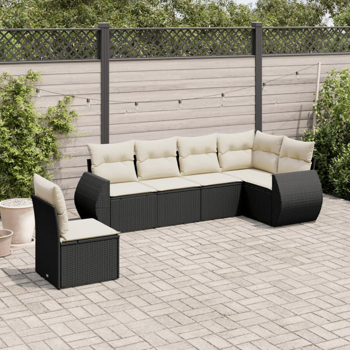 Set Divano da Giardino 6 pz con Cuscini Nero in Polyrattancod mxl 92225