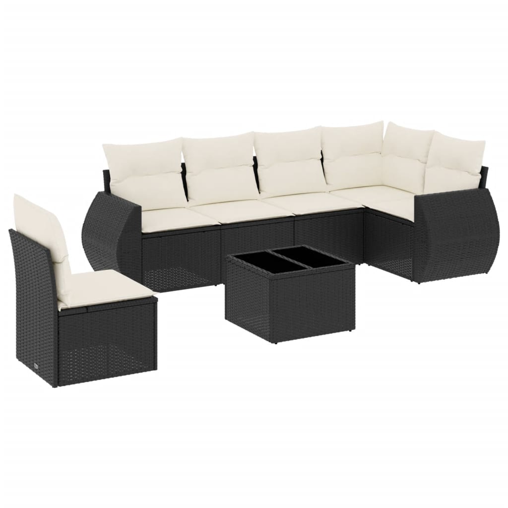 Set Divani da Giardino con Cuscini 7pz Nero Polyrattan 3253773