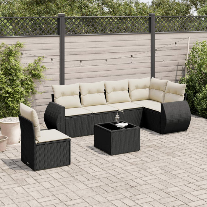 Set Divani da Giardino con Cuscini 7pz Nero Polyrattan 3253773