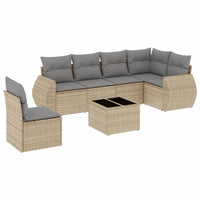 Set Divani da Giardino 7 pz con Cuscini Beige in Polyrattan 3253776