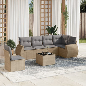 Set Divani da Giardino 7 pz con Cuscini Beige in Polyrattancod mxl 116191