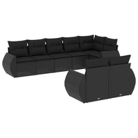 Set Divani da Giardino con Cuscini 8 pz Nero in Polyrattan 3253952