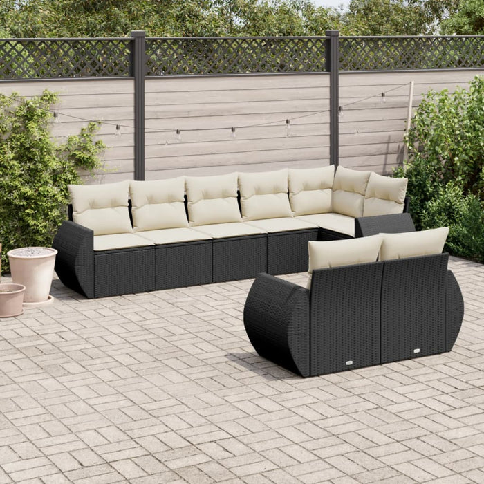 Set Divani da Giardino con Cuscini 8 pz Nero in Polyrattan 3253953