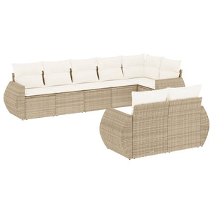 Set Divano da Giardino 8 pz con Cuscini Beige in Polyrattan 3253955