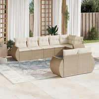 Set Divano da Giardino 8 pz con Cuscini Beige in Polyrattan 3253955