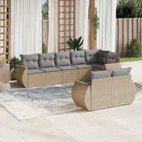 Set Divano da Giardino 8 pz con Cuscini Beige in Polyrattan 3253956