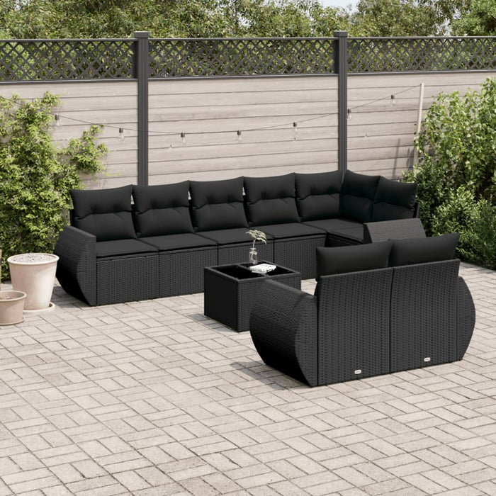 Set Divani da Giardino 9 pz con Cuscini Nero in Polyrattancod mxl 88534