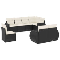 Set Divani da Giardino con Cuscini 8 pz Nero in Polyrattan 3253973