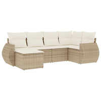 Set Divano da Giardino 6 pz con Cuscini Beige in Polyrattan 3253995