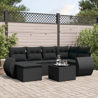 Set Divani da Giardino con Cuscini 7pz Nero Polyrattan 3254002