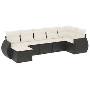 Set Divani da Giardino con Cuscini 7pz Nero Polyrattan 3254013