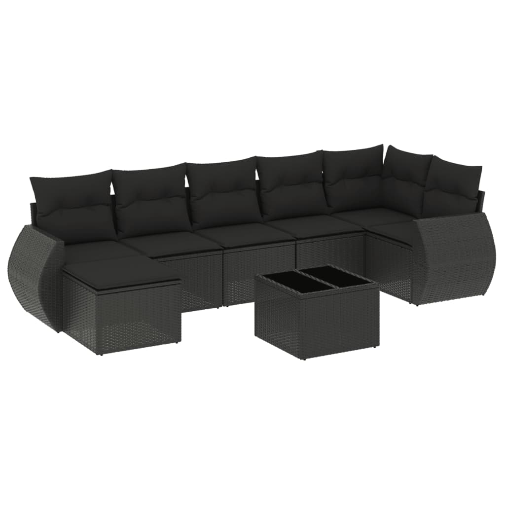 Set Divani da Giardino con Cuscini 8 pz Nero in Polyrattan 3254022