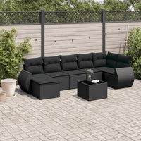 Set Divani da Giardino con Cuscini 8 pz Nero in Polyrattancod mxl 112550