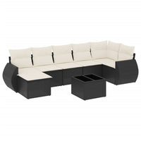 Set Divani da Giardino con Cuscini 8 pz Nero in Polyrattan 3254023