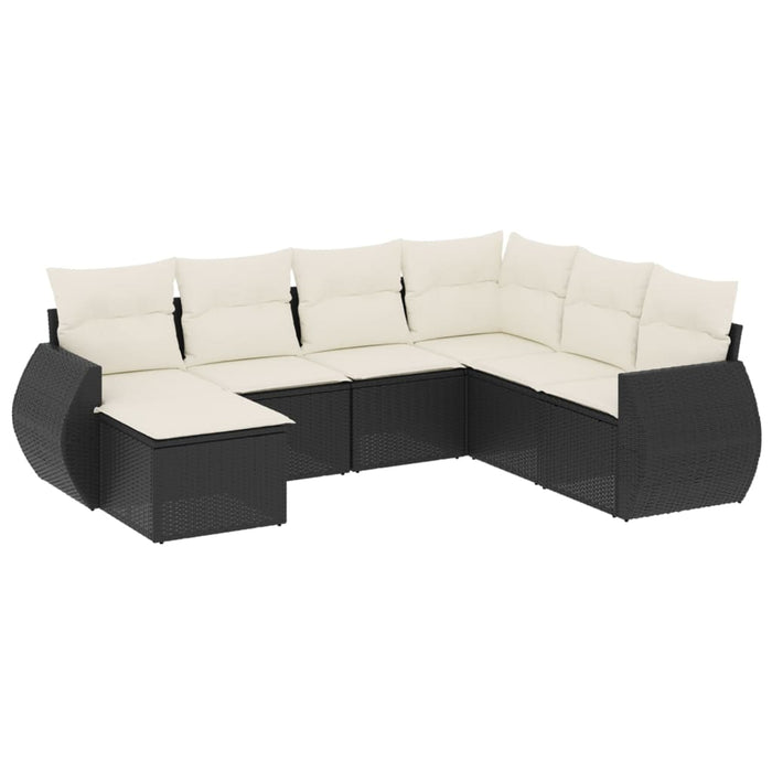 Set Divani da Giardino con Cuscini 7pz Nero Polyrattan 3254033