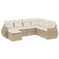 Set Divani da Giardino 7 pz con Cuscini Beige in Polyrattan 3254035