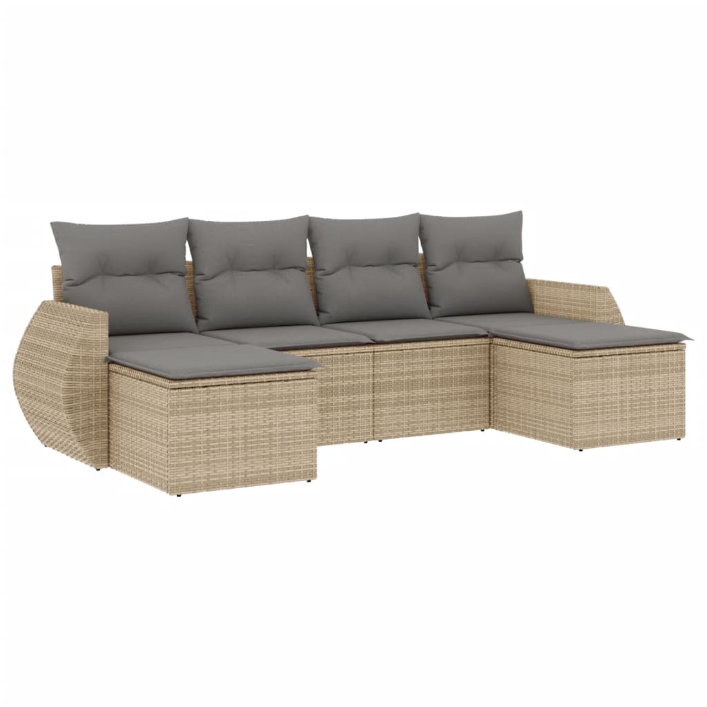 Set Divano da Giardino 6 pz con Cuscini Beige in Polyrattancod mxl 90308