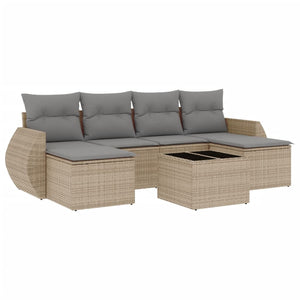 Set Divani da Giardino 7 pz con Cuscini Beige in Polyrattan 3254066