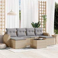 Set Divani da Giardino 7 pz con Cuscini Beige in Polyrattan 3254066