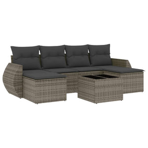 Set Divani da Giardino 7 pz con Cuscini Grigio in Polyrattan 3254067